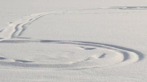 Impronte Sulla Neve Fondo Bianco — Foto Stock