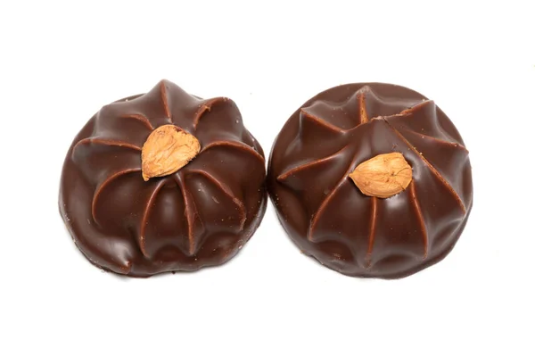 Biscuits Bonbons Chocolat Sur Fond Blanc — Photo