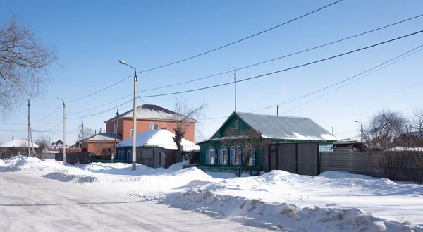 Winter Landscape Village Houses Covered Snow — Stock Photo, Image