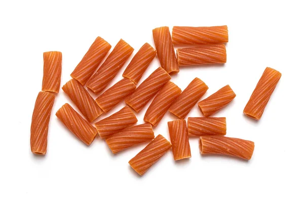 Mehrfarbige Pasta Auf Weißem Hintergrund — Stockfoto