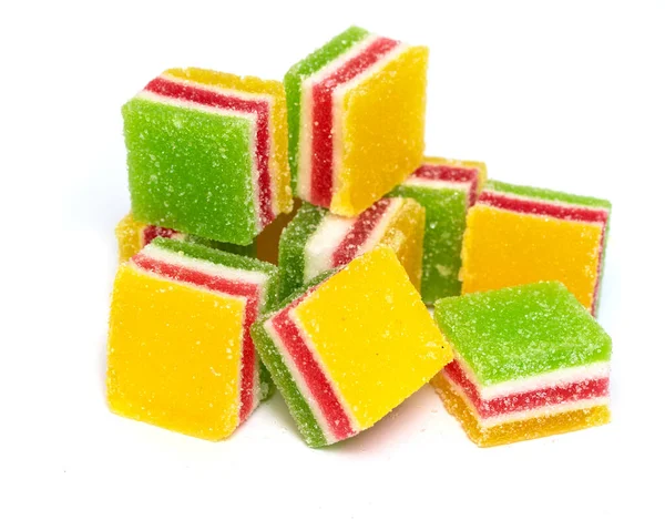 Chew Multi Colored Sweets White Background — Stock Photo, Image