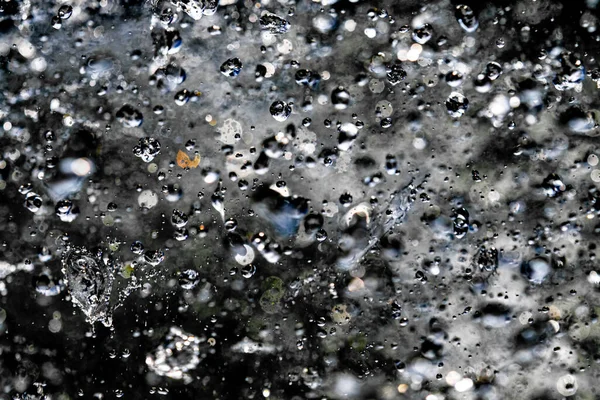 Drops Water Limited Dark Background Splash Water Drops Frozen Air — Stock Photo, Image