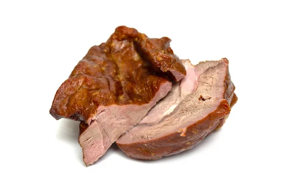 Rundcarbonaat Met Spek Heet Gerookt Rundvlees Een Witte Achtergrond — Stockfoto