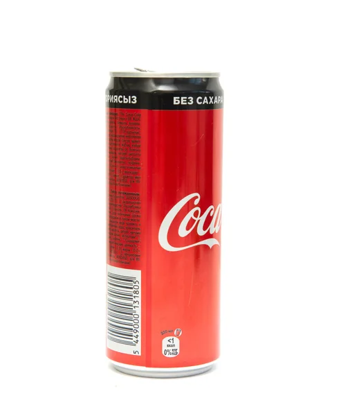 Petropavlovsk Kazakstan Februari 2021 Coca Cola Utan Socker Röd Burk — Stockfoto