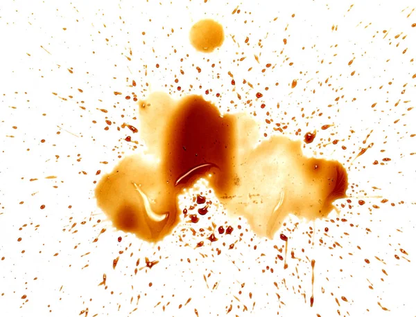 Kaffe Fläckar Med Stänk Vit Bakgrund — Stockfoto