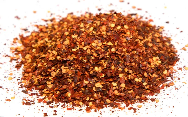 Przyprawy Czerwony Pieprz Małe Kawałki Chili — Zdjęcie stockowe