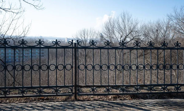 Beautiful Metal Fence Nature Park — Stock Photo, Image