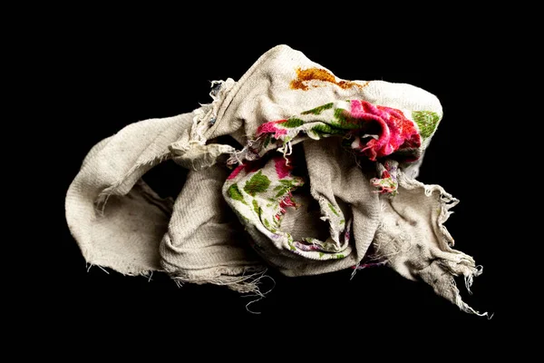 Old Rag Cloth Black Background — Stock Photo, Image