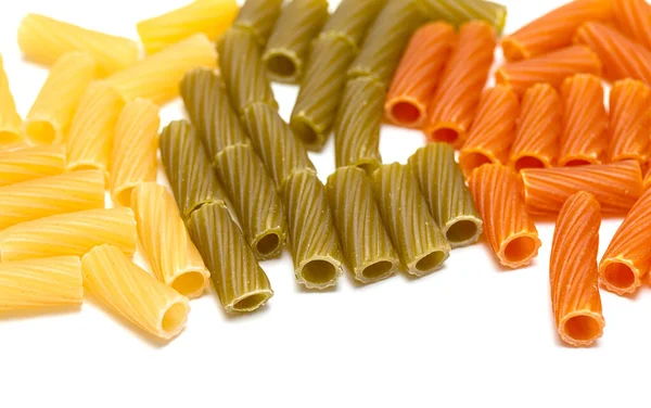 Flerfärgad Pasta Vit Bakgrund — Stockfoto