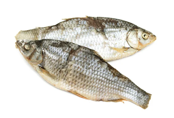 Vobla Beyaz Arka Planda Kurutulmuş Tuzlanmış Balık — Stok fotoğraf
