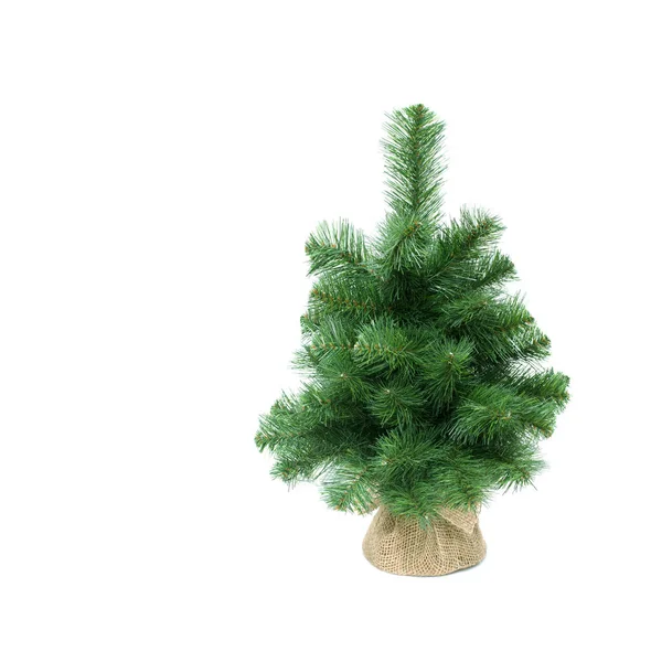 Árvore Natal Artificial Saco Juta Fundo Branco — Fotografia de Stock