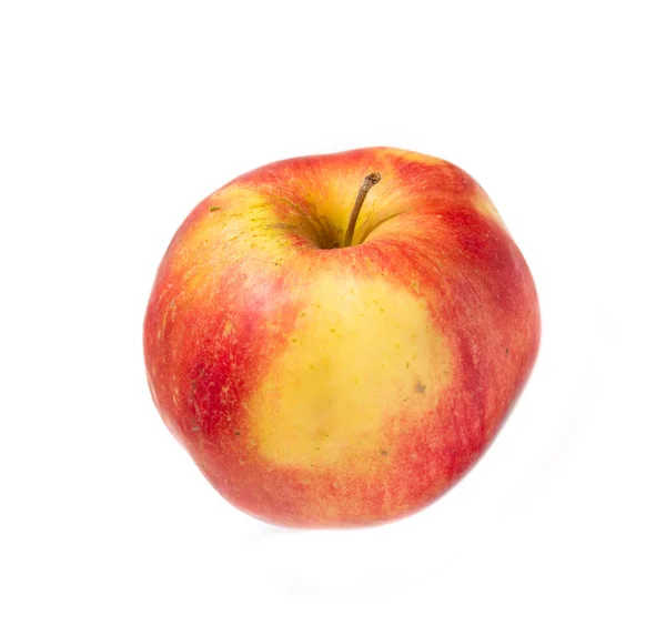 Dojrzałe Czerwone Żółte Jabłko Białym Tle — Zdjęcie stockowe