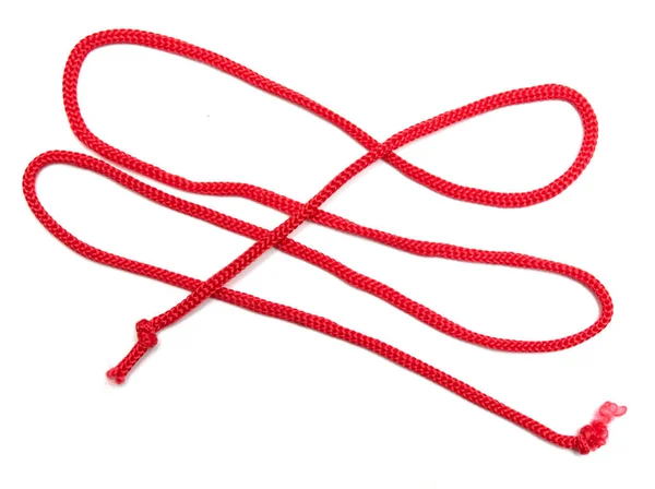 白色背景上隔离的红绳 — 图库照片