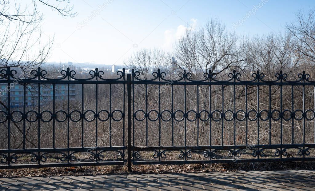 beautiful metal fence in a nature park