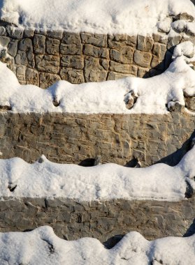 Kardaki granit doku, buz tuğlası duvar..