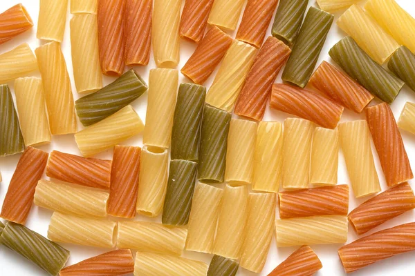 Flerfärgad Pasta Vit Bakgrund — Stockfoto