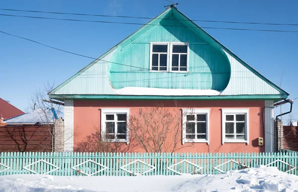 Inverno Paisagem Aldeia Casas Cobertas Neve — Fotografia de Stock