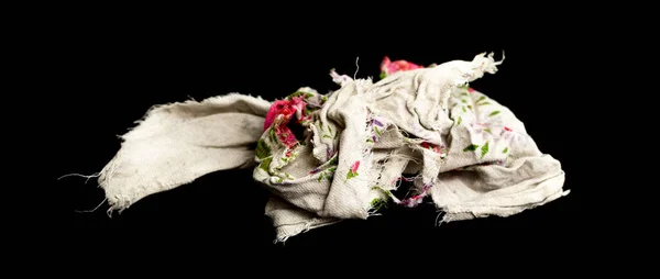 Old Rag Cloth Black Background — Stock Photo, Image