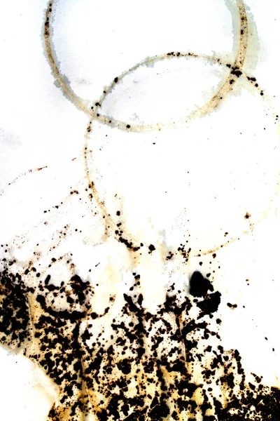 Taches Café Sur Papier Blanc Cercle Taches — Photo