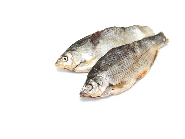 Vobla Beyaz Arka Planda Kurutulmuş Tuzlanmış Balık — Stok fotoğraf