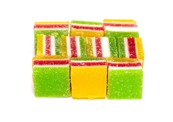 Chew Multi Colored Sweets White Background — Stock Photo, Image