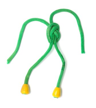 Beyaz arkaplanda yeşil ip yakın plan