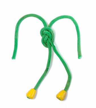 Beyaz arkaplanda yeşil ip yakın plan