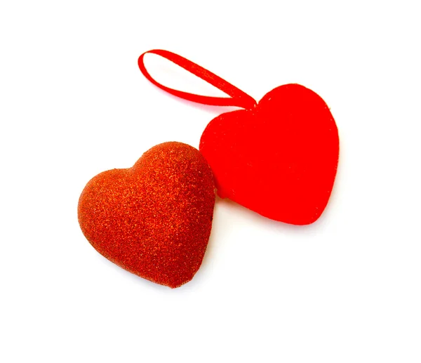 Röda hjärtan med rött band — Stockfoto