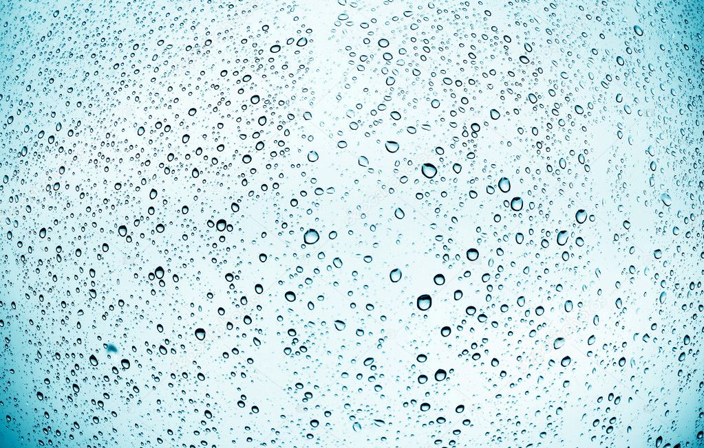 Drops of rain on glass