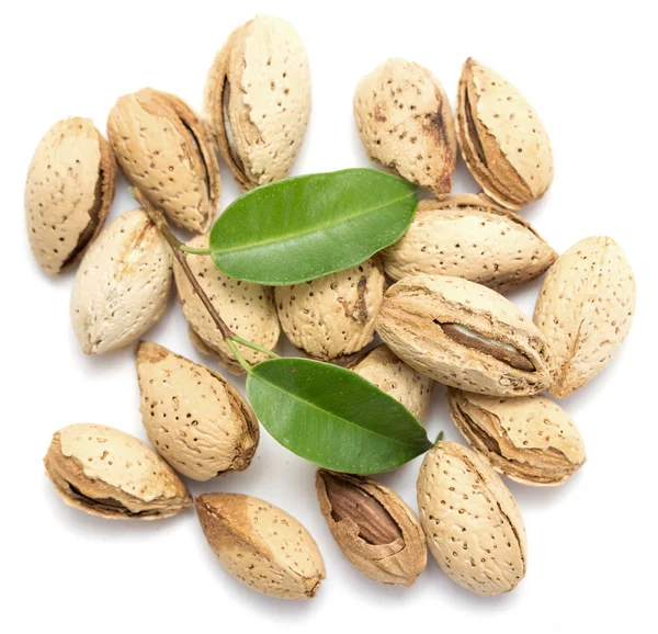 Almond fruits on a white — Stock Photo, Image