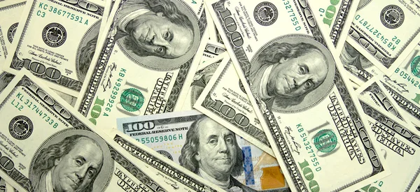 100 dollar bills background — Stock Photo, Image