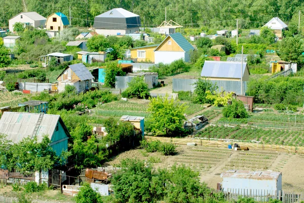 Cottages gardens view from above — Stock Photo, Image