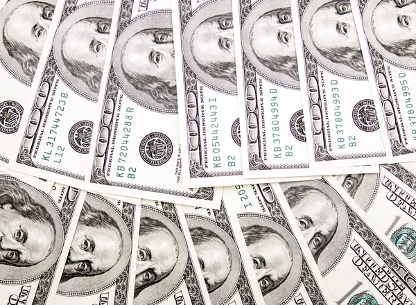 Benjamin Franklin 100 dollar bills — Stock Photo, Image