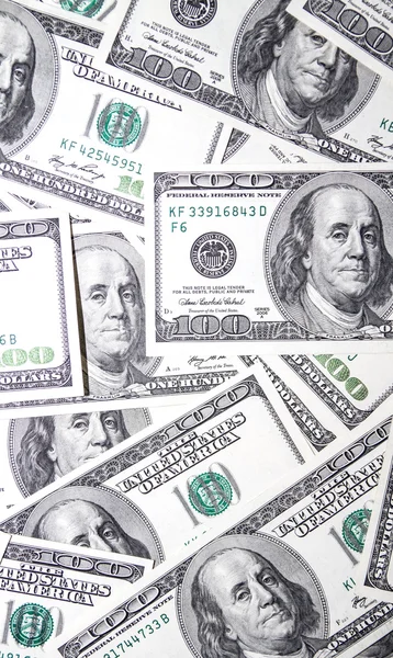 Benjamin Franklin 100 dollar bills — Stock Photo, Image