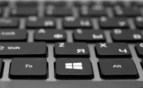 Black keyboard with white letters — Stock Photo, Image