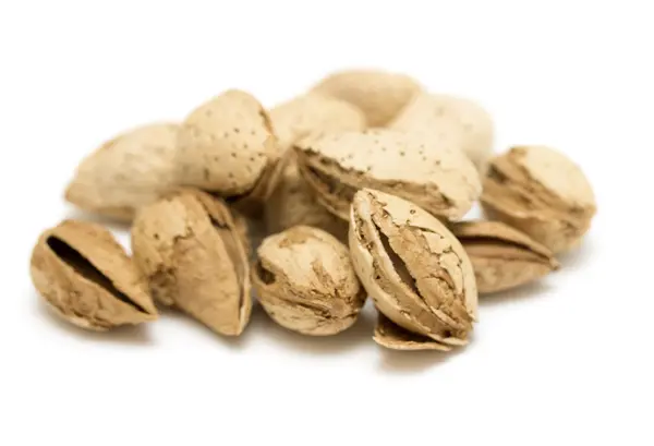 Almond nuts on  white — Stock Photo, Image