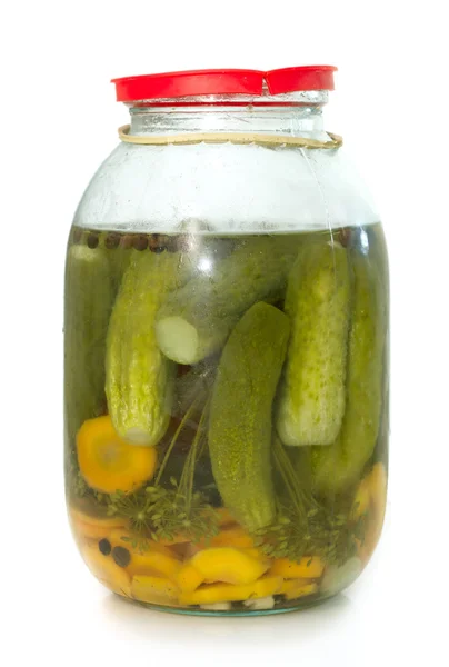 Open jar of pickles Stock Image