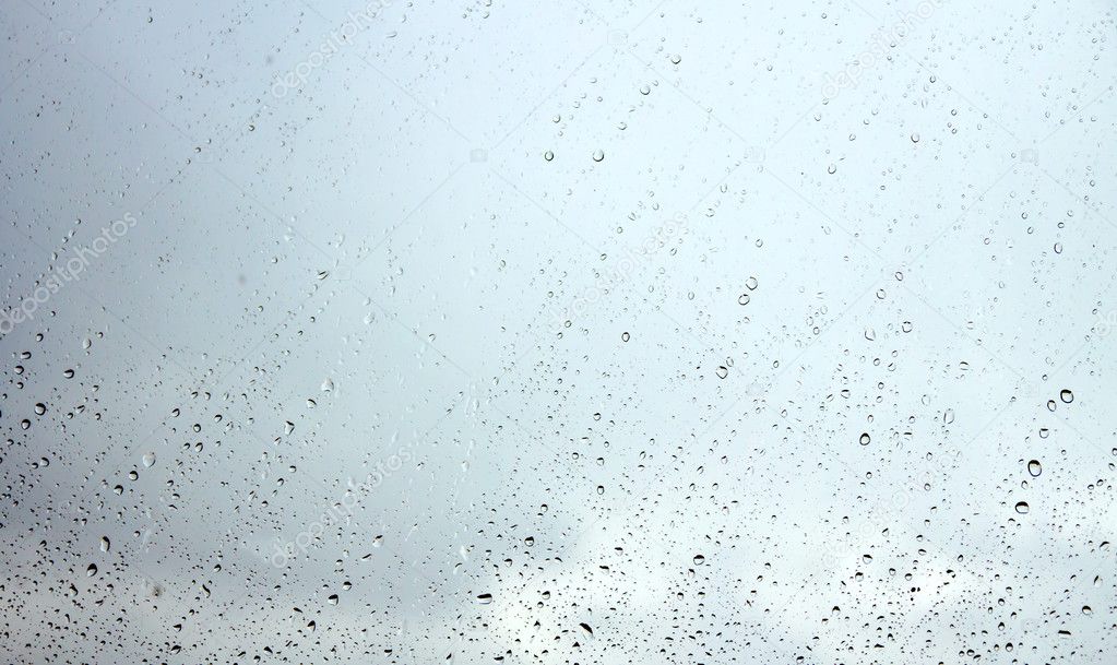 Water drops on glass after rain