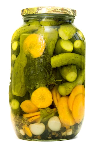 Pickled cucumbers and carrots Royalty Free Stock Photos