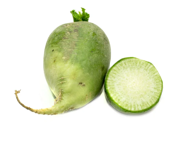 Green radish on white — Stock Photo, Image