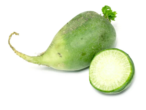 Green radish on white — Stock Photo, Image