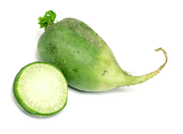 Green radish on white — Stock Photo, Image