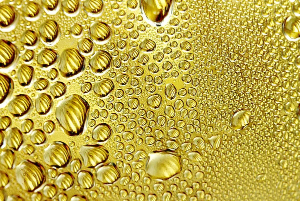 Gotas em um fundo dourado — Fotografia de Stock