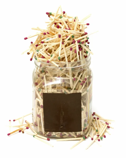Wooden matches in a jar — Stock Photo, Image