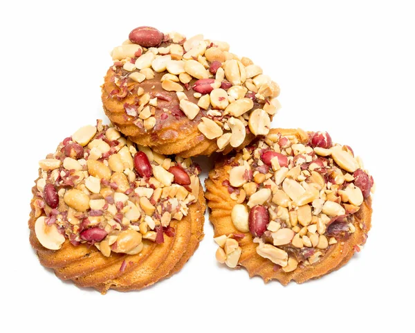 Biscotti con arachidi su un bianco — Foto Stock
