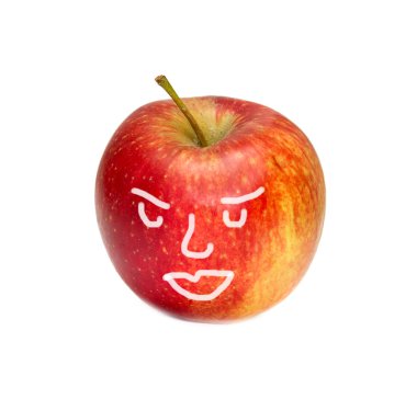 Beyaz arkaplanda kırmızı elma izole edildi