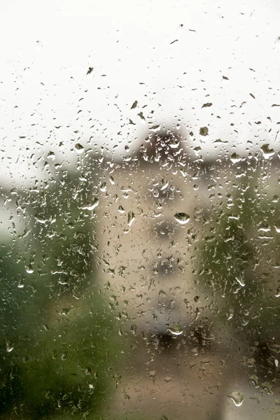 Drops of rain on a window pane, — Stock Photo, Image