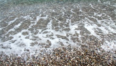 Sahilde deniz dalga köpüğü.