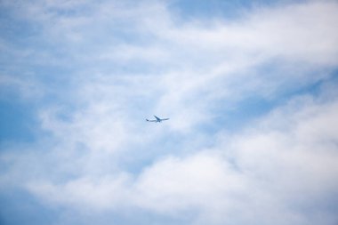 Sky background with clouds. White clouds against a blue sky.