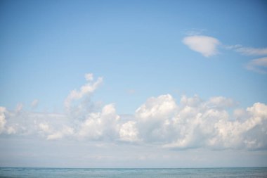 Sky background with clouds. White clouds against a blue sky.